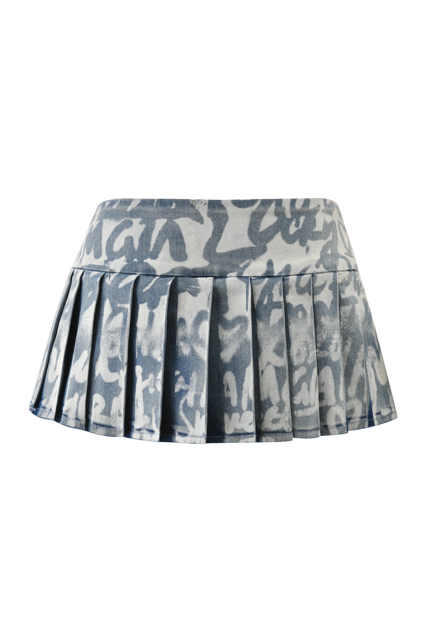 REMINI DISTRESSED DENIM SKORT - GRAFFITI LIGHT WASH