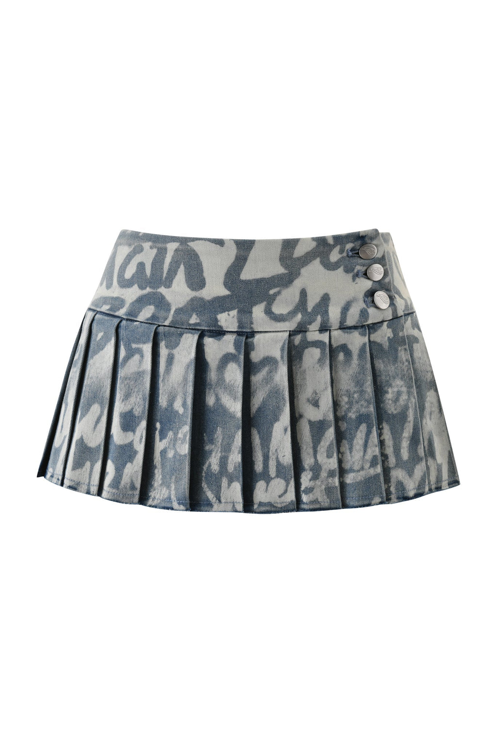 REMINI DISTRESSED DENIM SKORT - GRAFFITI LIGHT WASH