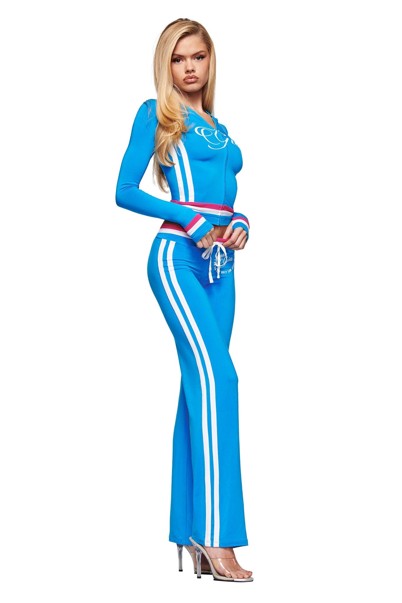 BLARE STRIPED TRACKPANT - SKY BLUE